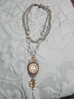 Brighton "Original B" Tono Plata Dije Colgante 3 Cadenas Collar Cuentas 24” Foto 1 de 4