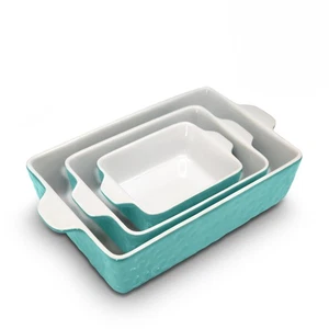 NutriChef 3-Piece Ceramic Casserole Dishes for Oven - Porcelain Bakeware Dish... - Picture 1 of 7