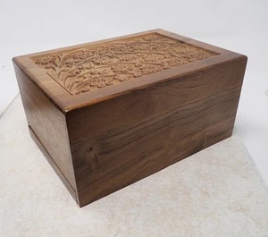 Handgeschnitzte Schatulle florales Schmuckkästchen - groß - unten aufschiebbar - Bild 1 von 5