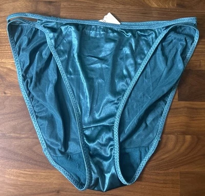 Vtg Second Skin Panties Double String 7/L Hi Cut Satin Nylon NWT Shiny Glossy - Image 1 of 4