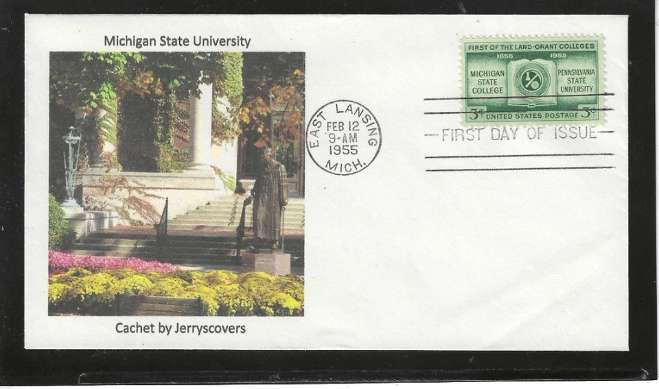 MSU MICHIGAN STATE UNIVERSITY FDC 1955 EAST LANSING, JERRY'S COVERS ONLY 1 MADE - Image 1 of 1