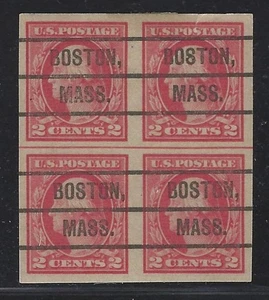 Precancels - MA - Boston - 482-L4 E Block of 4 - 2¢ 1916 imperf Washington - Picture 1 of 2