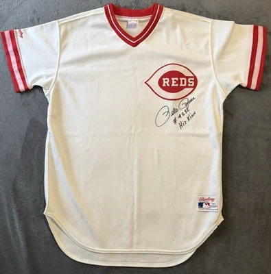 Pete Rose Signed Cincinnati Reds Jersey Baseball Rawlings 4256 Hit King JSA COA - Image 1 of 4