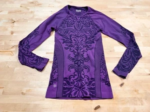 Athleta Damen Shirt Gr. Medium Lila Paisley Print Langarm Tailliert Oberteil - Bild 1 von 6