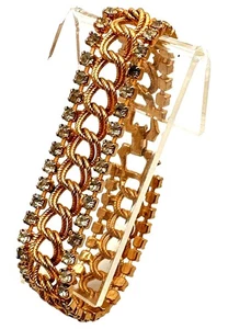 Elegantes Trachtenarmband goldfarben Strass Kettenglied romantisch adrett Glam - Bild 1 von 8