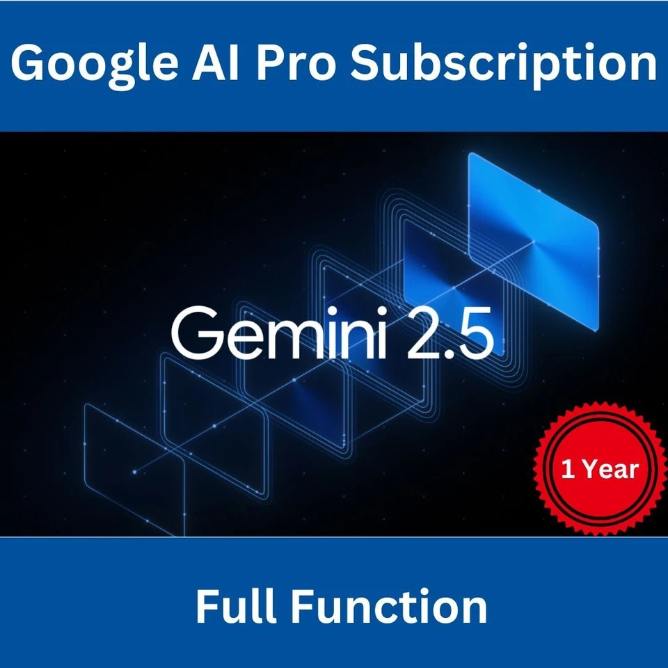 Google AI Pro Gemini 2.5 Pro 1 Year | Veo 3 | 2TB Drive| Premium AI | Warranty - Image 1 of 1