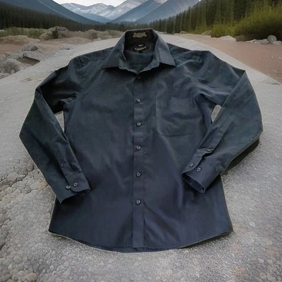 Marquis Slim Fit на пуговицах длинным рукавом темно-синий платье рубашка 40» груди офиса - Изображение 1 из 4