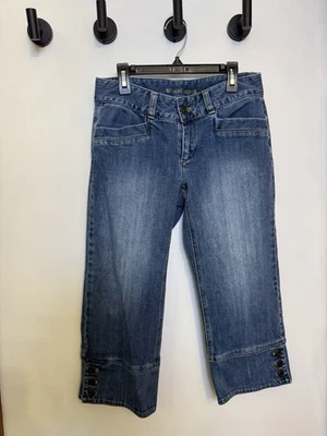 Michael Kors Jeans Womens Size 2 Blue Denim Cropped Capri Cuff Buttons Y2K Look - Image 1 of 4