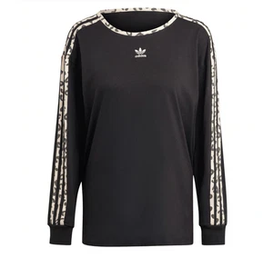 Adidas Original Long Sleeve Leopard Stripe Black T-Shirt Top NWT Size 2XL XXL - Picture 1 of 4