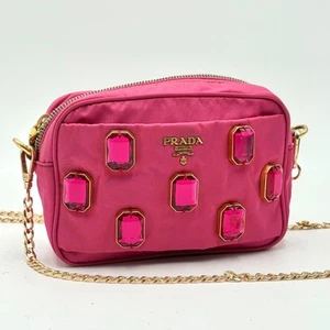 Auténtico bolso de hombro para cámara PRADA 2 vías nailon cuero PVC lona rosa - Imagen 1 de 24