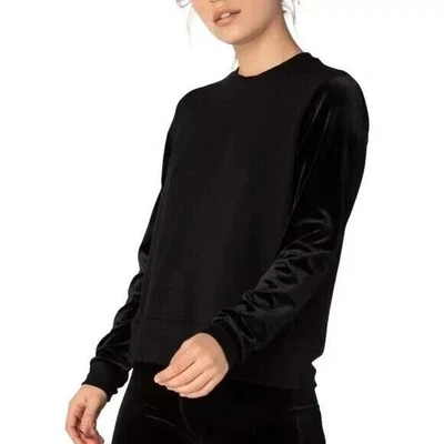 Beyond Yoga Women's Black Sweatshirt with Velvet Sleeves Size S - Image 1 of 4