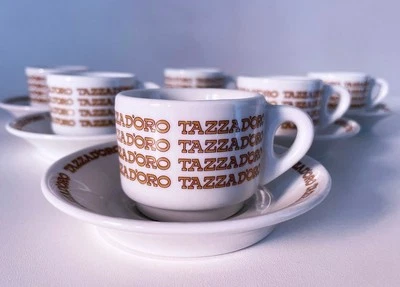 Set 6 Tazza Bar Caffè, Espresso, Richard Ginori Per Tazza D'oro Roma 80"-Vintage - Immagine 1 di 4