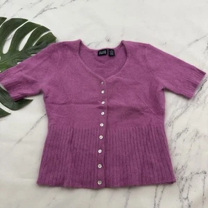 Hillard Womens Vintage Y2k Cropped Cardigan Sweater Size M Angora Purple - Picture 1 of 11
