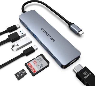 Hub USB C 7 in 1, Adattatore USB C Adattatore Macbook Pro/Air Ipad Pro Con Uscit - Immagine 1 di 4