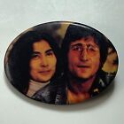 Vintage late 1970s JOHN LENNON &amp; Yoko Ono pin oval button badge The Beatles NM