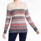 L.L. Bean Women's Cotton Ragg Sweater Marled Crewneck Pullover Multi Stripe M