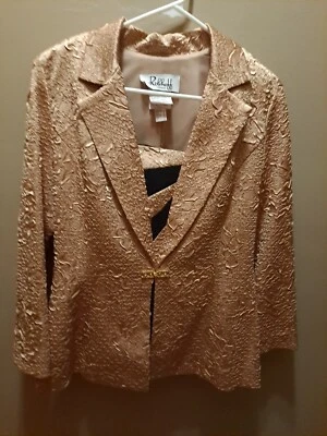 2 piezas Joseph Ribkoff Mujer Elegante Conjunto Doble EE. UU. Dorado Negro Texturizado Cami-4 Chaqueta-6 Foto 1 de 4