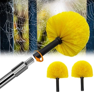 Spider Web Brush with Pole - 4Ft Cobweb Duster with Extension 2 Fluffy Bristle - Picture 1 of 8
