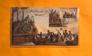 2019 Australia PNC Mutiny On The Bounty UNC $1 Coin & Stamp Cover - Imagen 1 de 2