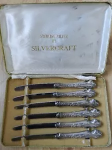 Juego de 6 cuchillos en caja vintage de plata esterlina 925 de Silvercraft - Imagen 1 de 9