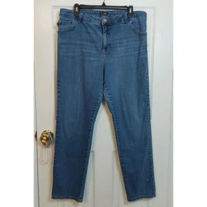 Lee Classic Fit Straight Leg High Rise Medium Wash Blue Denim Jeans Size 16W - Picture 1 of 14