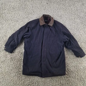 GANT Coat Mens Medium The Parka Wool Leather Collar Blue USA - Picture 1 of 10