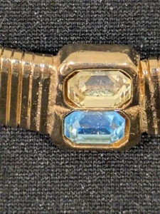 Christian Dior Vintage 1980s Crystals Square Pendant Choker Necklace Gold plated - Picture 1 of 4
