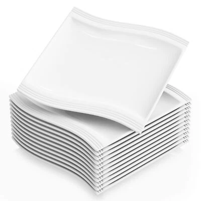 MALACASA Serie Flora 12 teilig Set Porzellan Speiseteller Cremeweiß Flachteller - Bild 1 von 4