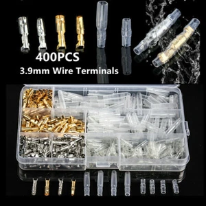400PCS Motorcycle Brass Bullet Connector 3.9mm Male & Female Electrical Terminal - Picture 1 of 12
