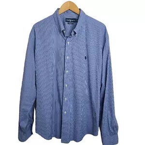 Ralph Lauren Men's XXL Button Down Shirt Classic Fit Blue Stripes 100% Cotton - Picture 1 of 8