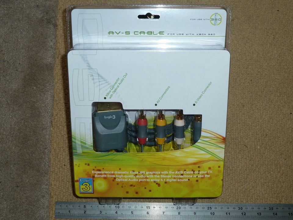 MICROSOFT XBOX 360 S-VIDEO COMPOSITE TV AV CABLE LEAD + OPTICAL OUT BRAND NEW! - Image 1 of 2