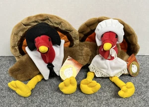 People Pals Turkey Pilgrims 7" Sitting Plush Stuffed Animal Thanksgiving Lot - Picture 1 of 4