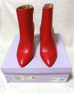 Stivaletti Madden Girl Flexx a punta rosso Paris blocco tacco alto taglia 7,5 - Foto 1 di 12