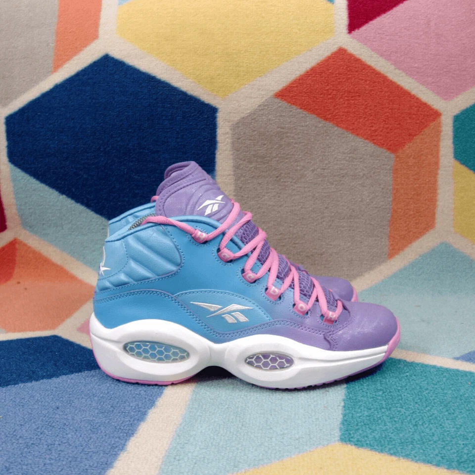 Reebok Question Mid Easter Violet Pink Blue Sneakers V72789 Girls Size 7US - Image 1 of 4