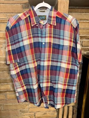 Native Habitat Planet Earth Shirt Mens L Starched Plaid Button Up - Image 1 of 2