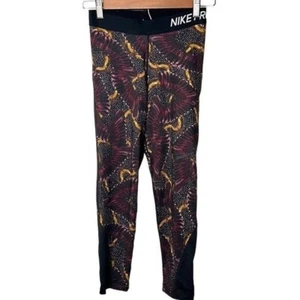 Leggings Nike Pro Dri-Fit multicolore stampa uccellino Activewear taglia small - Foto 1 di 11