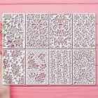 Stencils Floral flower texture designs   Set of 8 Large 11 by 7 inches #0260