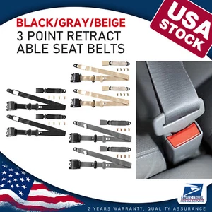 Retractable 3 Point Safety Seat Belt Straps Front Auto Vehicle Adjustable-Lot - Picture 1 of 27