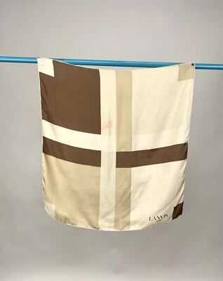 Bufanda de seda especial Lanvin Paris color neutro vintage diseño geométrico COMO ESTÁ Foto 1 de 4