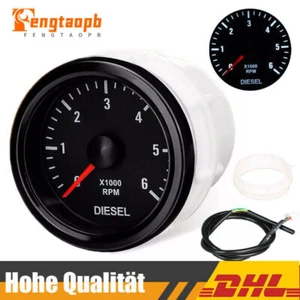 12V 52mm 0-6000 RPM LED Tachometer Gauge Diesel Motor Motor Drehzahlmesser Meter - Bild 1 von 12