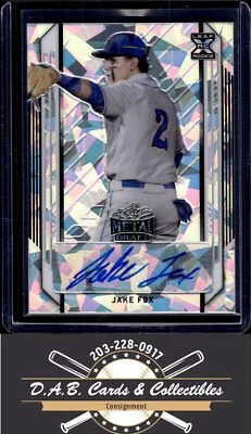 2021 Leaf Metal Draft #BA-JF1 Jake Fox Silver Crystals REFRACTOR RC Auto - Image 1 of 2