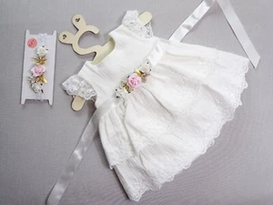 ♥♥ Juego de 2 piezas de vestido de bautizo + diadema vestido de bebé encaje 56,62,68,74,80,86,92,98 - Imagen 1 de 6