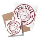 1 x Greeting Card & Sticker Set - Barcelona Catalunya Spain Espana Map #5723