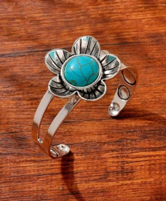 Pulseras brazalete flor margarita turquesa Foto 1 de 4