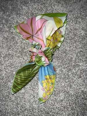 Bufanda Cuello Vintage con Soporte Clip Nylon Floral Hecha en EE. UU. Foto 1 de 4