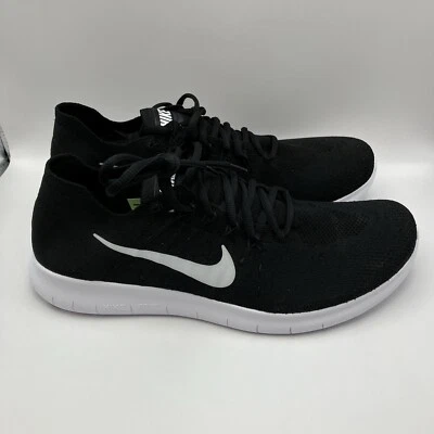 Nike Free RN Flyknit 2017 Men’s Size 12.5 Black White 880843-001 NEW - Image 1 of 4
