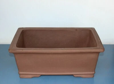 GUANGZHOU CHINA Chinese Guangzhou Unglazed Rectangle 15.75"L x 11.5"W x 6.5"H Ceramic Bonsai Pot