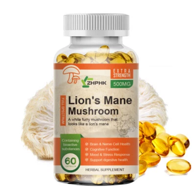 120 Capsules Lions Mane Mushroom Immune Boost, Focus, Memory & Brain Support - Image 1 of 4