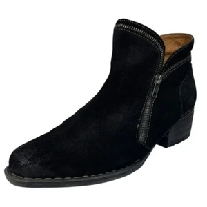 Born Malta Side Zip Ankle Booties Womens 11 43 Black Suede Leather Boots - Picture 1 of 7