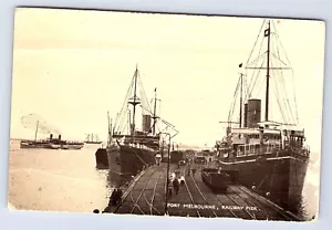 Australien Victoria Schifffahrt Eisenbahn Pier Hafen Melbourne Postkarte D148 - Bild 1 von 2